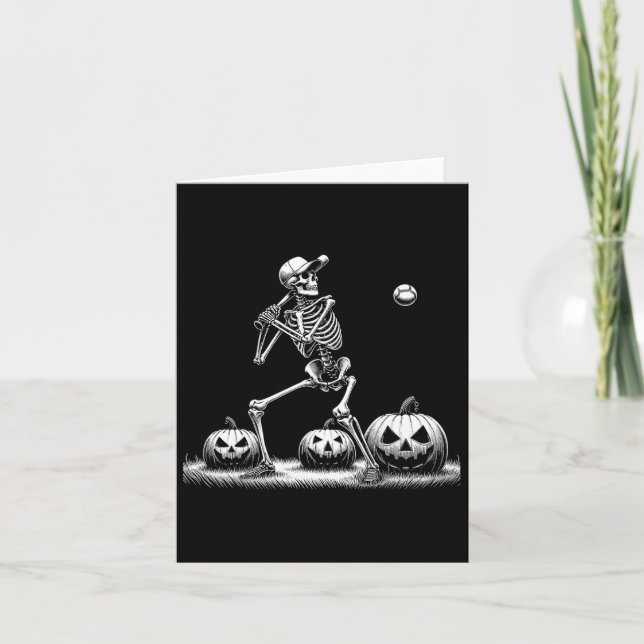 Skeleton Baseball Player Halloween Manar Womens Ki Kort (Framsida)