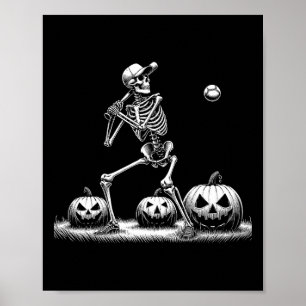 Skeleton Baseball Player Halloween Manar Womens Ki Poster