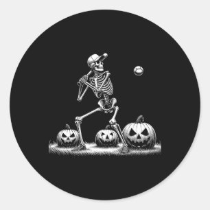 Skeleton Baseball Player Halloween Manar Womens Ki Runt Klistermärke