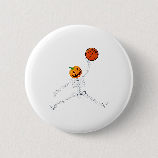 Skeleton Basketball Halloween Pumpkin Slam dunk Knapp (Framsida)
