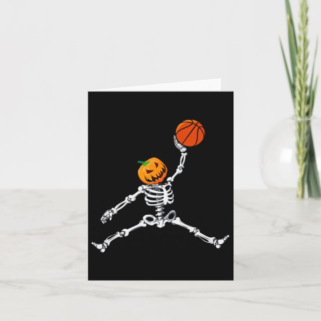 Skeleton Basketball Halloween Pumpkin Slam dunk Kort (Framsida)