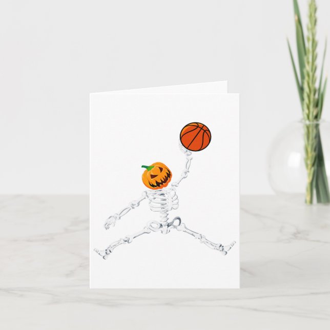 Skeleton Basketball Halloween Pumpkin Slam dunk Kort (Framsida)