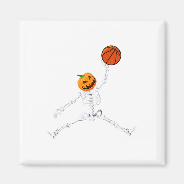 Skeleton Basketball Halloween Pumpkin Slam dunk Magnet (Framsidan)