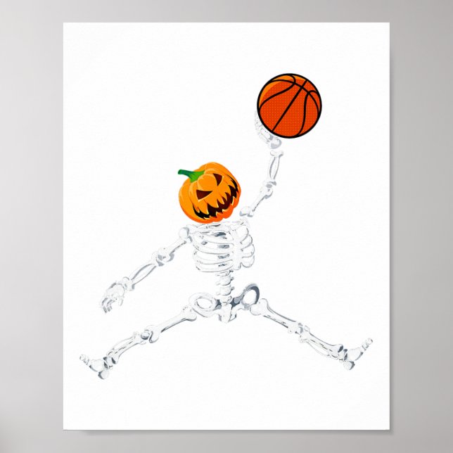 Skeleton Basketball Halloween Pumpkin Slam dunk Poster (Framsidan)