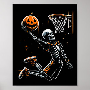 Skeleton Basketball Player Manar Boys Y för Hallow Poster