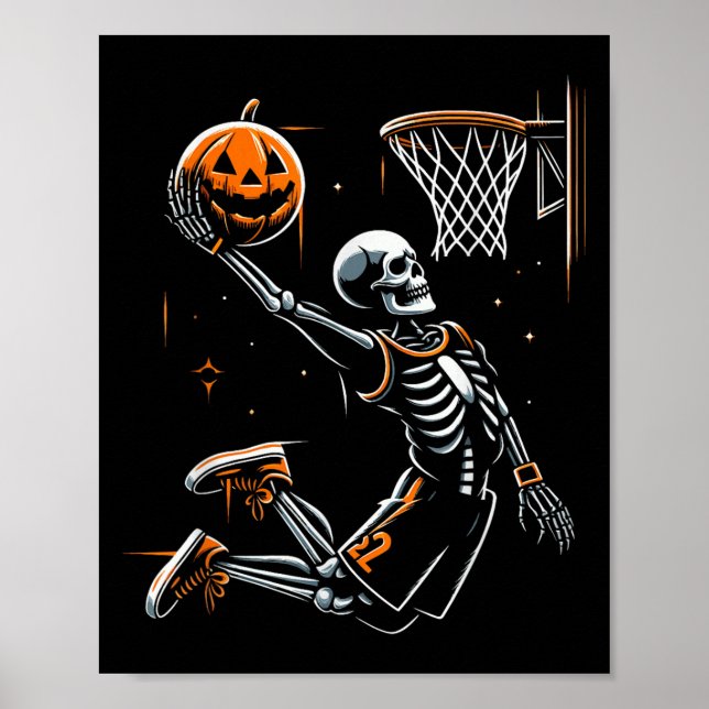 Skeleton Basketball Player Manar Boys Y för Hallow Poster (Framsidan)