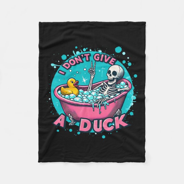 Skeleton Bath Humor Rubber Anka Funny Halloween Fleecefilt (Framsidan)
