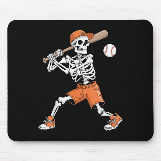Skeleton Bating Baseball Halloween Musmatta (Framsidan)