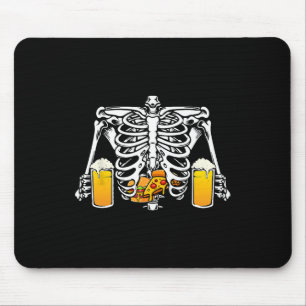 Skeleton Beer Älskare Hamburger Pizza Xray Hallowe Musmatta