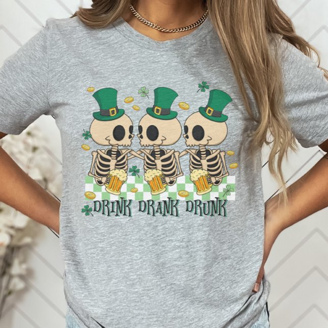 Skeleton Beer St. Patrick's Day, Drink Drank Drunk T Shirt (Skapare uppladdad)
