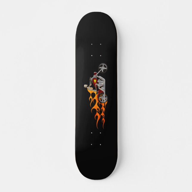 Skeleton Bike Rider med flamma: Skateboard (Framsida)