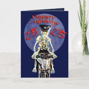 Skeleton biker 25: e födelsedagskort kort