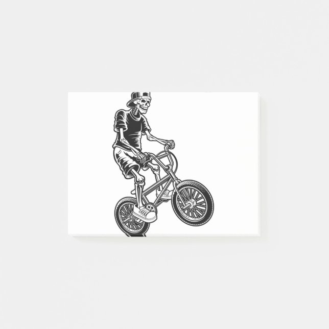 Skeleton Biking Skeleton spelar cykel Post-it Block (Framsida)