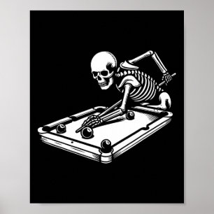 Skeleton Billiards Halloween Bassäng Snooker Billi Poster