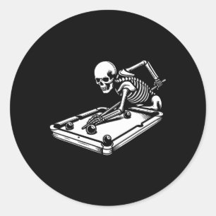Skeleton Billiards Halloween Bassäng Snooker Billi Runt Klistermärke