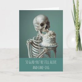 Skeleton Birthday Cake Humor Grattis på födelsedag Kort