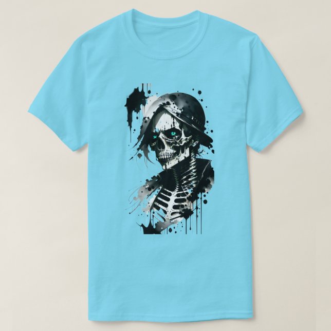 Skeleton Bläck Splatter Halloween T-Shirt (Design framsida)