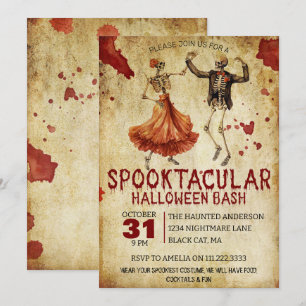 Skeleton Bloody Halloween fest Inbjudningar