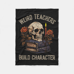 Skeleton Bok Blommigt  Skull Halloween-lärare Kvin Fleecefilt