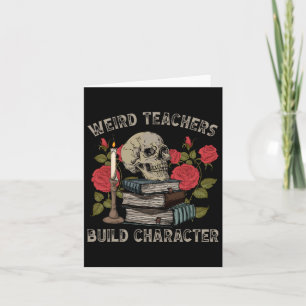 Skeleton Bok Blommigt Skull Halloween Teacher Spoo Kort