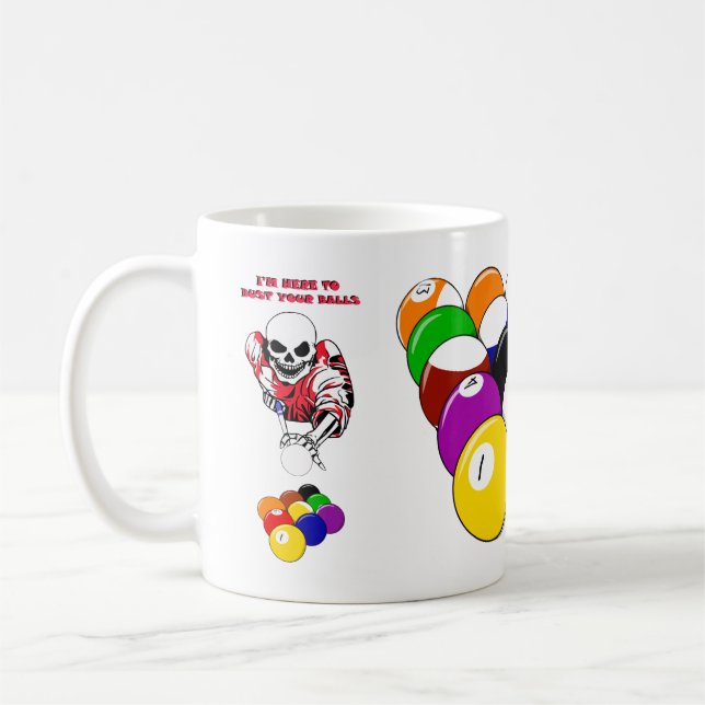 Skeleton Boll buster Bassäng Billiards originalkon Kaffemugg (Vänster)