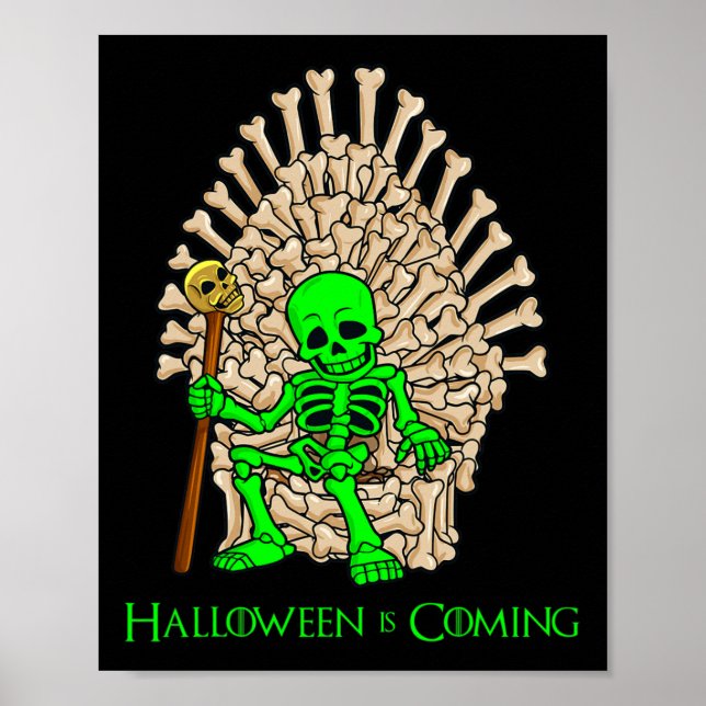 Skeleton Bones Throne Halloween Poster (Framsidan)