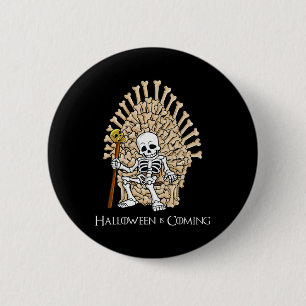 Skeleton Bones Throne Roligt Halloween Boys Girls Knapp