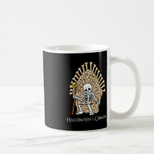 Skeleton Bones Throne Roligt Halloween Kaffemugg