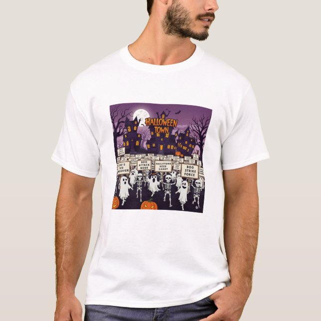 Skeleton Boo Halloween Rally T-Shirt | Spooky Tee (Framsida)
