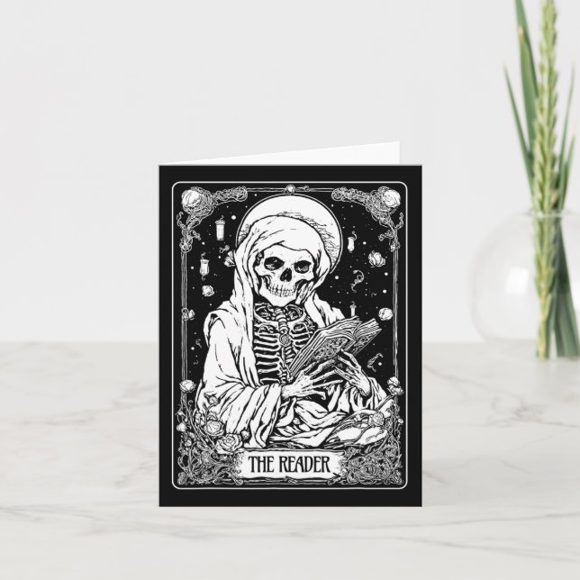 Skeleton Bookish Halloween S-läsarens Tarot Card Kort (Framsida)