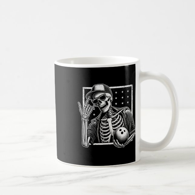 Skeleton Bowling Player Birthday Halloween Manar W Kaffemugg (Höger)