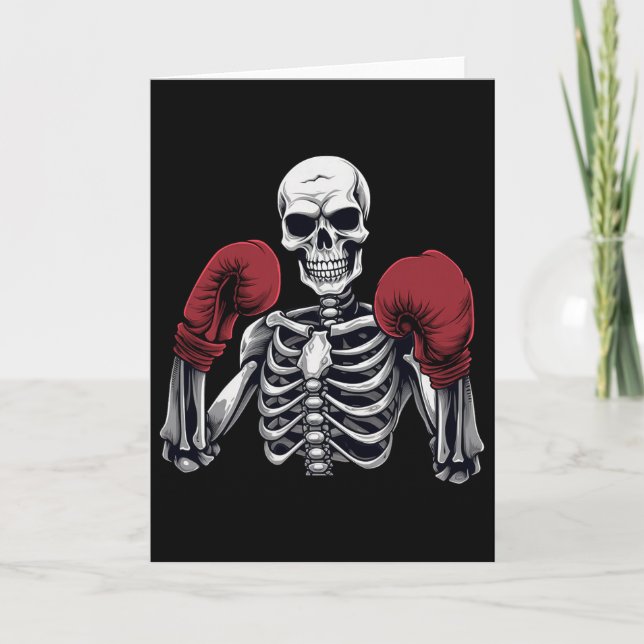 Skeleton Boxer Boxing Kickboxing Halloween Martial Kort (Framsida)