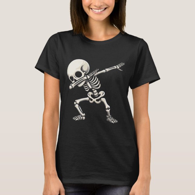 Skeleton Boys Kids Manar Funny Halloween T Shirt (Framsida)