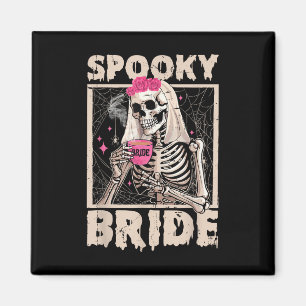 Skeleton Bride Drinking Coffee Bröllop Halloween C Magnet