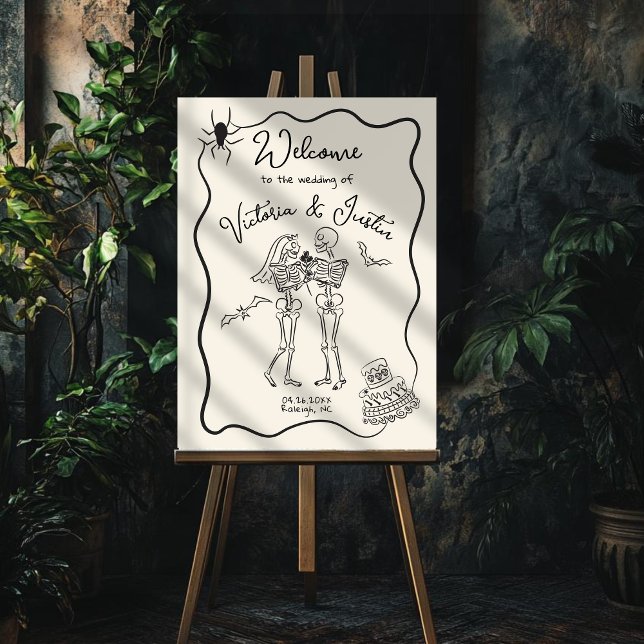Skeleton bride groom hand plockade Bröllop Välkomm Poster (Skapare uppladdad)