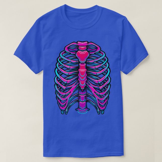 Skeleton Bright Rosa Blue Cyber Design  T Shirt (Design framsida)
