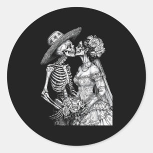 Skeleton Bröllop Bride and Groom Day Dead Hallowee Runt Klistermärke