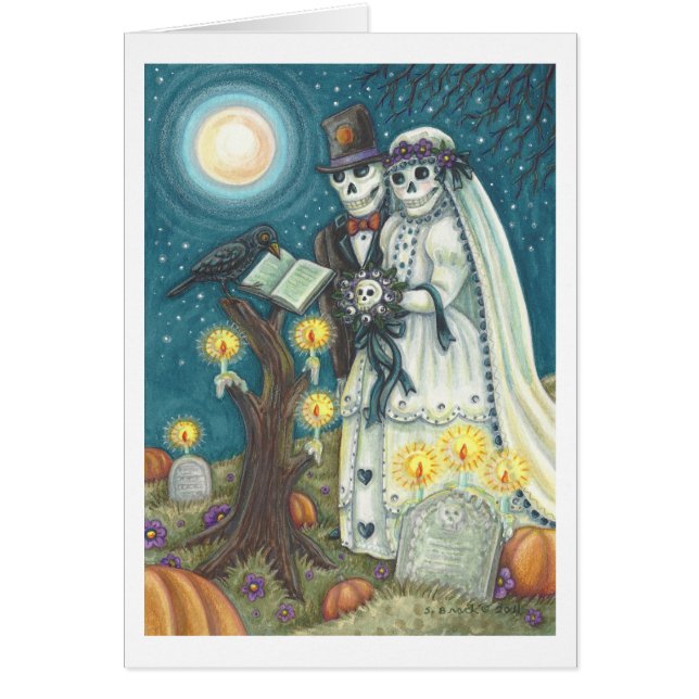 SKELETON BRÖLLOP I CEMETERY GREETING CARD Blnk Hälsningskort (Framsidan)