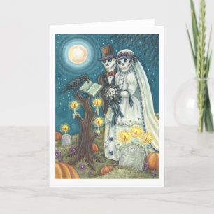 SKELETON BRÖLLOP I CEMETERY GREETING CARD Blnk Kort