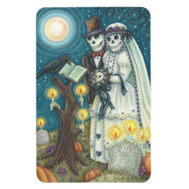 SKELETON BRÖLLOP I CMETERY MAGNET-rektangel Magnet