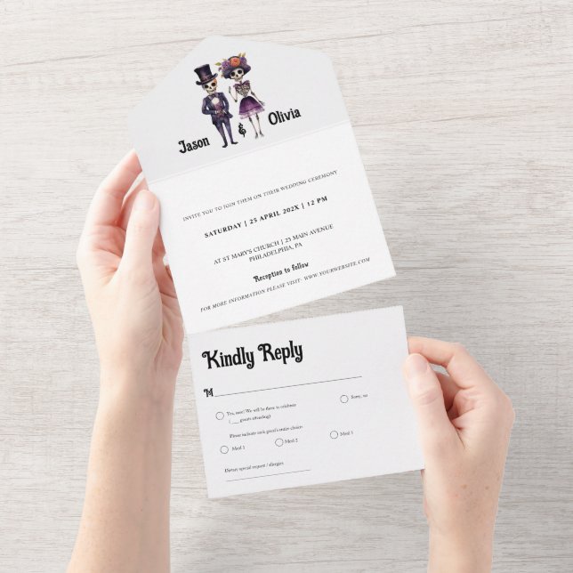 Skeleton Bröllopsinbjudan i ett enda (Tearaway)