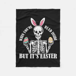 Skeleton Bunny Dead Inside, men Påsk Funny Women Fleecefilt