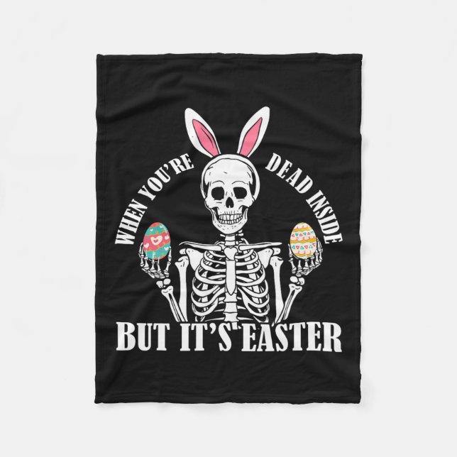 Skeleton Bunny Dead Inside, men Påsk Funny Women Fleecefilt (Framsidan)