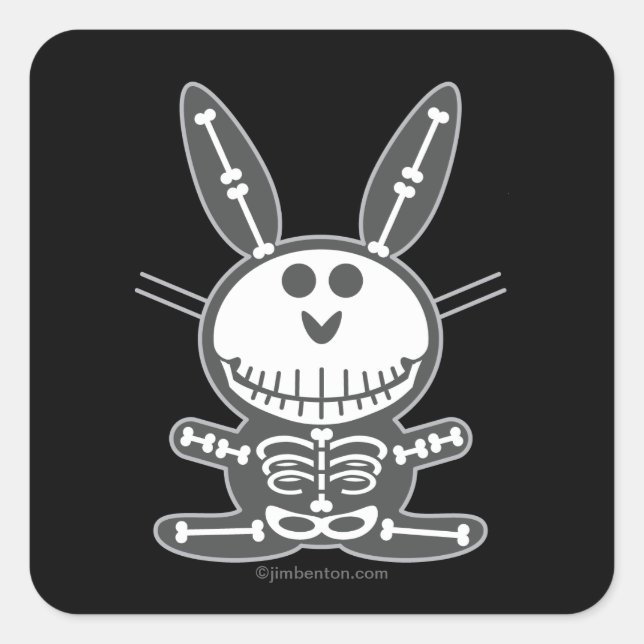 Skeleton Bunny Fyrkantigt Klistermärke (Framsida)