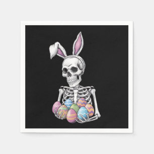 Skeleton Bunny Holding Påskäggs Funny Rabbit Pappersservett