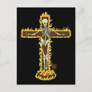 Skeleton Burning på Kor Goth Halloween Tatto Vykort