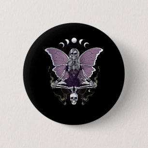 Skeleton Butterfly Goth Knapp
