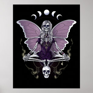 Skeleton Butterfly Goth Poster