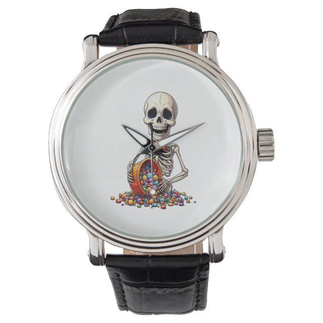 Skeleton Candy Bowl Halloween Armbandsur (Framsida)