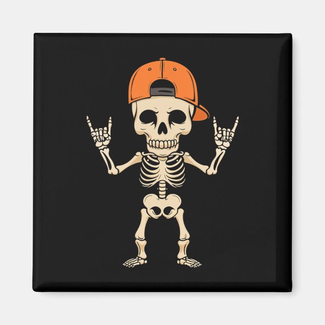 Skeleton Cap Halloween Punk Sten Manar Boys Magnet (Framsidan)
